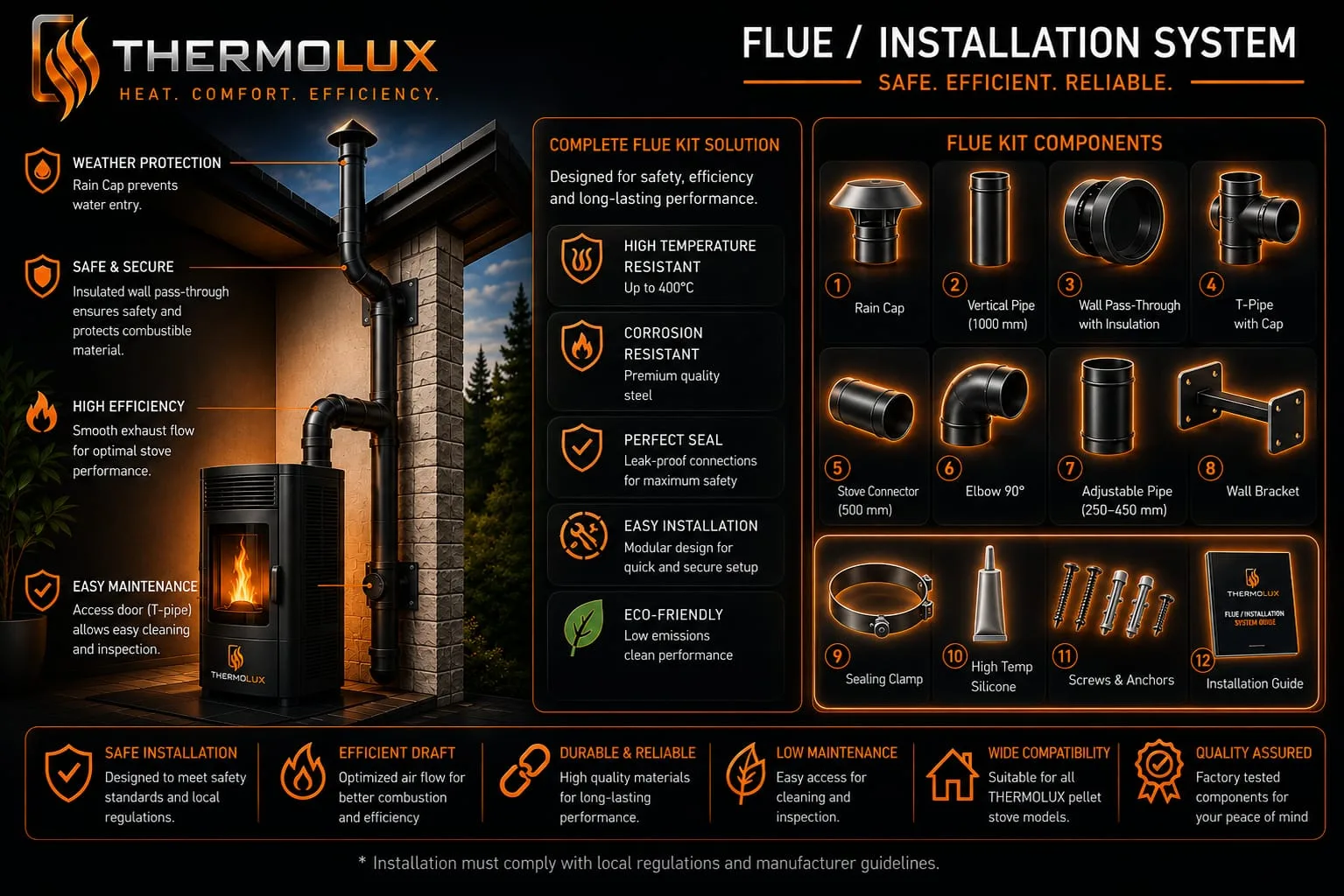 A complete flue kit. by THERMOLUX